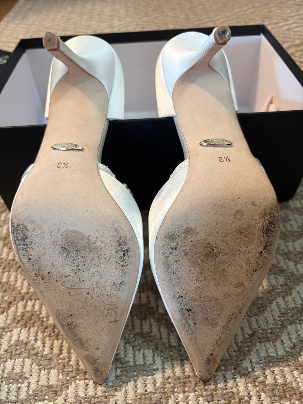 Badgley Mischka Cream Pearl & Crystal D'Orsay Pointed Toe Heels - Picture 7 of 7